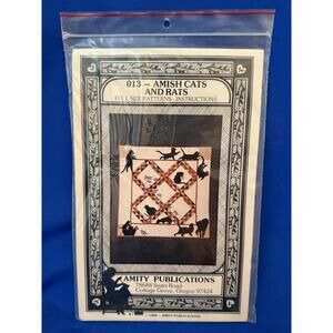 Vintage 1984 Amish Cats and Rats Applique Quilt Pattern by Amity Publications